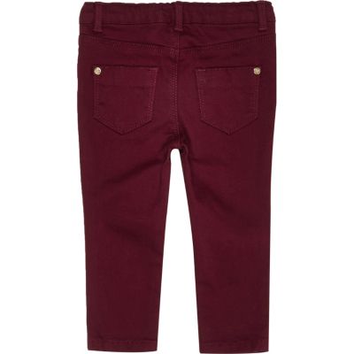 Mini girls berry red denim jeans